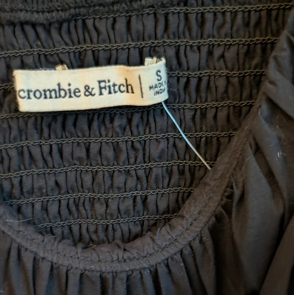 New Abercrombie And Fitch Black Puff Sleeve Mini Dress Size S Dark Cottagecore - Picture 4 of 6